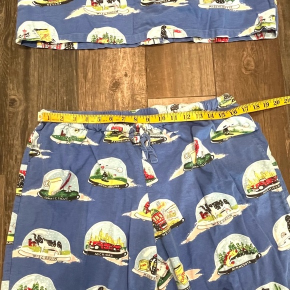Nick & Nora Unisex Pajama Set SNOW GLOBES State Size Large Flannel Top & Bottoms - Picture 9 of 10